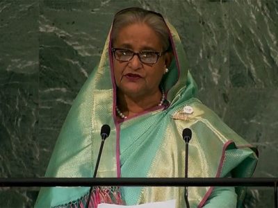জাতিসংঘে যুদ্ধ বন্ধের আহ্বান জানালেন প্রধানমন্ত্রী